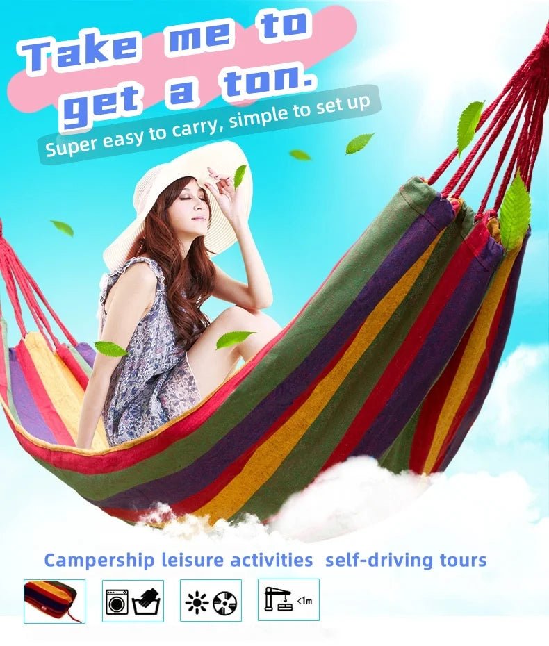 Outdoor camping hammock double thick swing lounge travel portable lightweight - silverfoxgoods